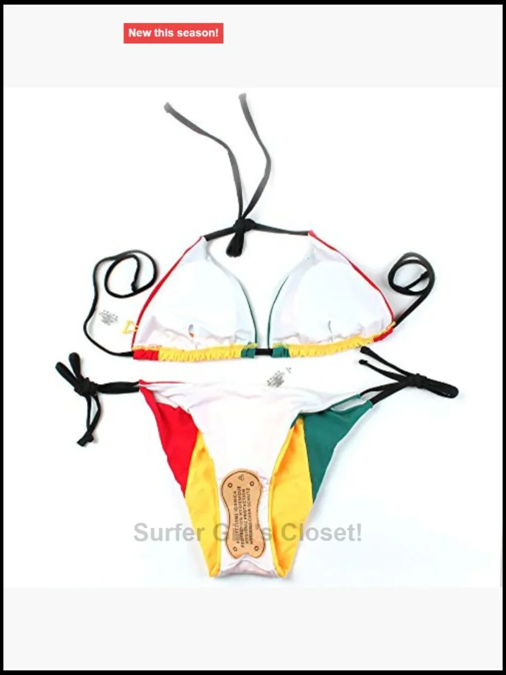 Off Shoulder Halter Bikini Set with Removable Pads - 82% Nylon 18% Spandex